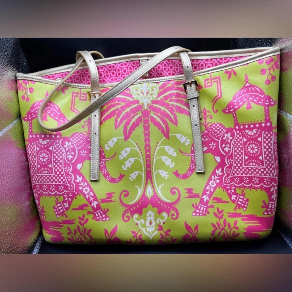 Spartina 449 Elephant Pink and Green Tote Bag